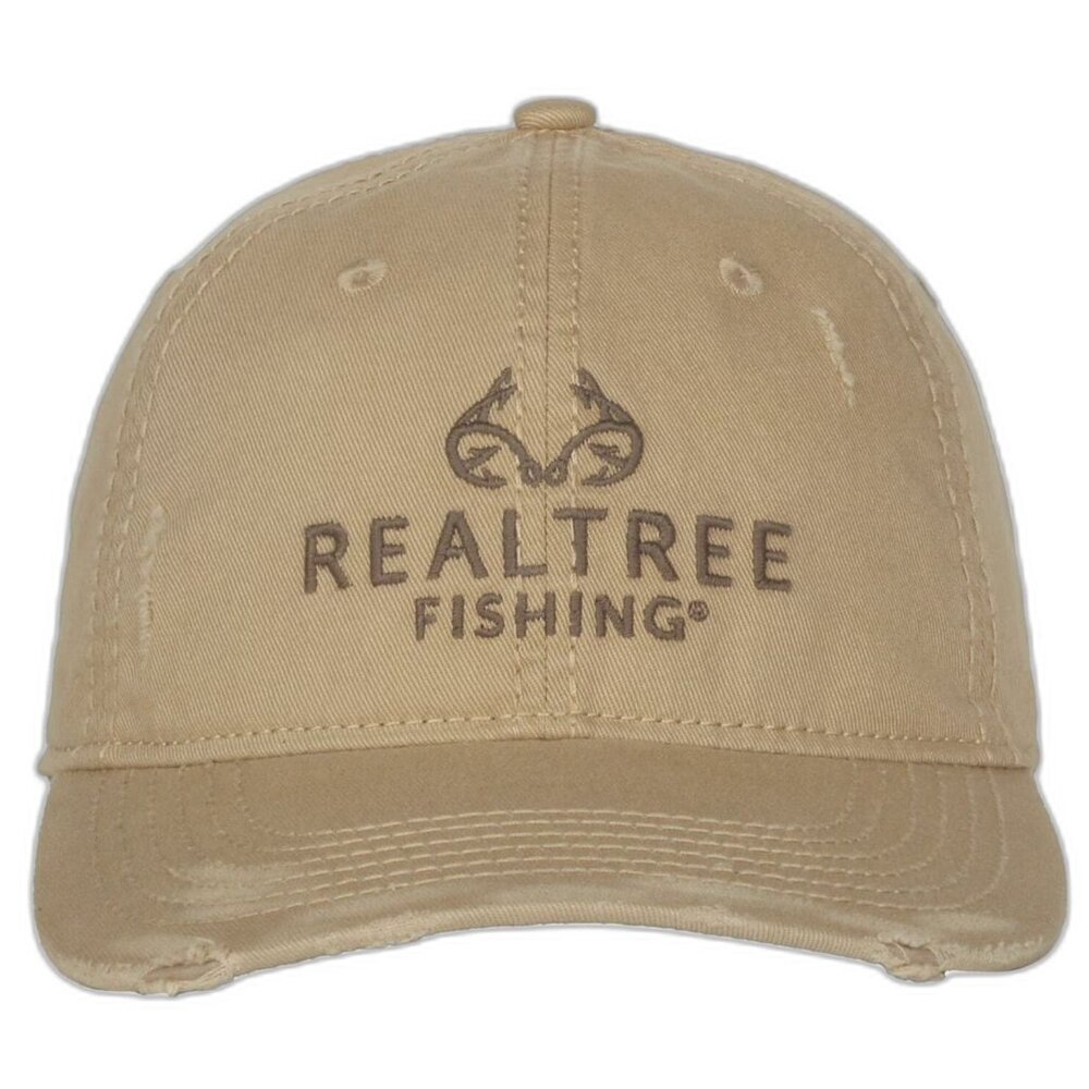 Realtree Cotton Tan Twill Embroidered Hat With Fray NEW